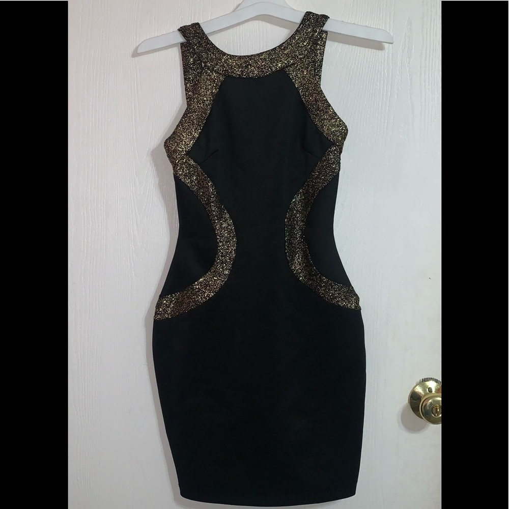 Black and gold detail dress